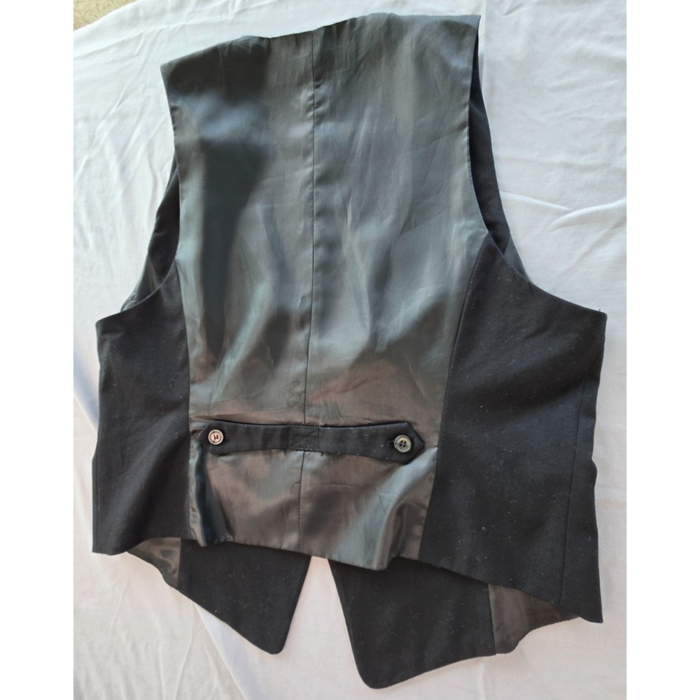 Zara Suit Vest Classic Black Label V neck Wool W's Sz XL Minimalist Quiet Lux - Picture 11 of 13